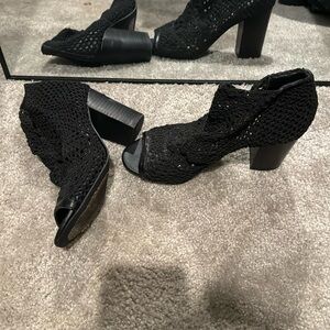 Knit open toe heels